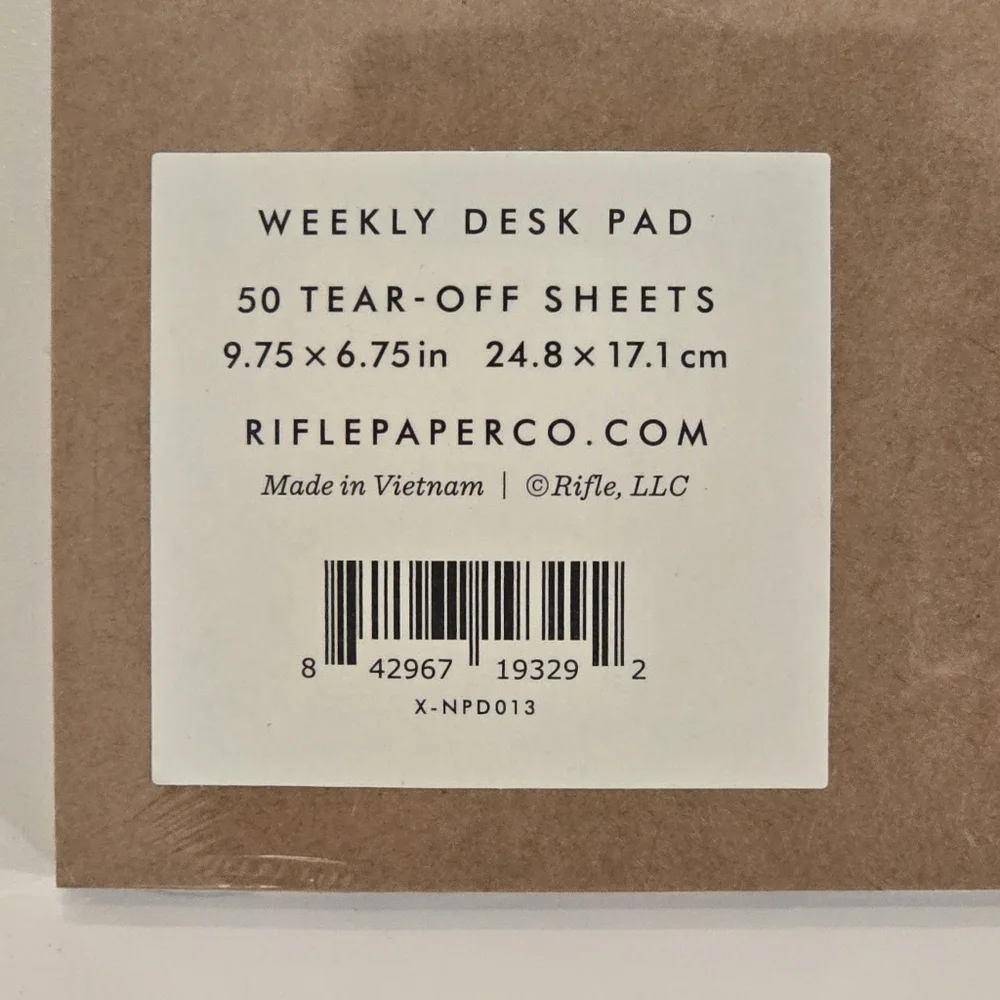 PRICE DROP‼️NWT Rifle Paper Co. Brown Weekly Desk Pad